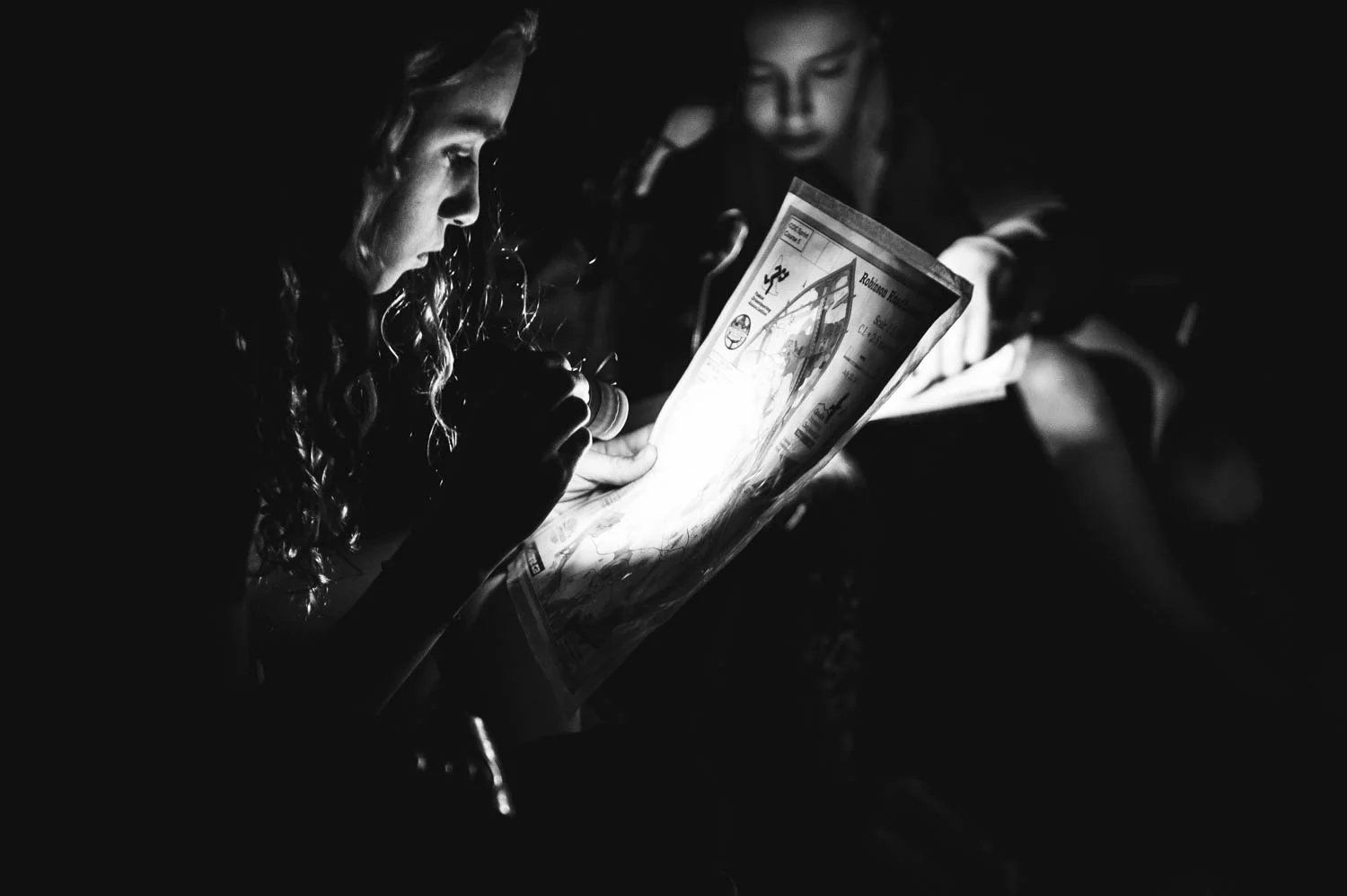 Friday night, JF taught the kids how to read the map and use the compass for orienteering.