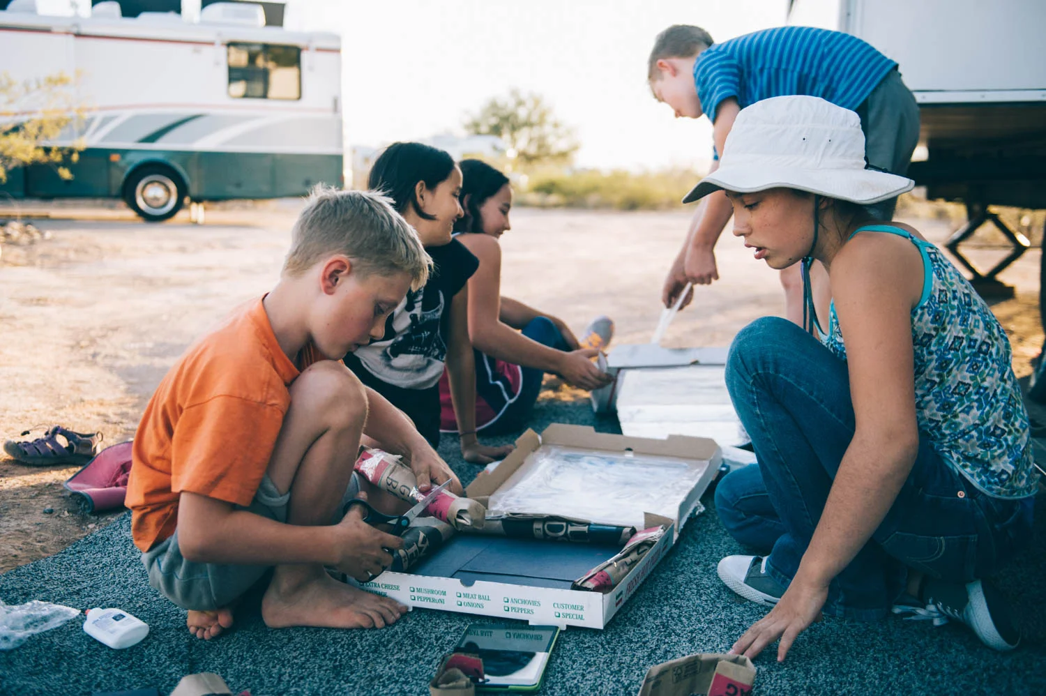 The kids made solar oven out of pizza boxes.