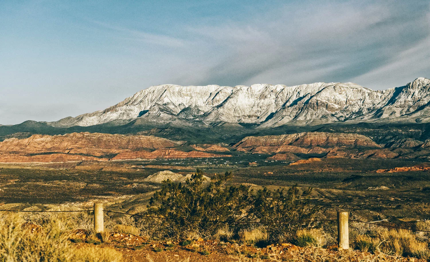 And we woke up to snow-covered mountains the next morning (view from the bed when I opened the curtains...)