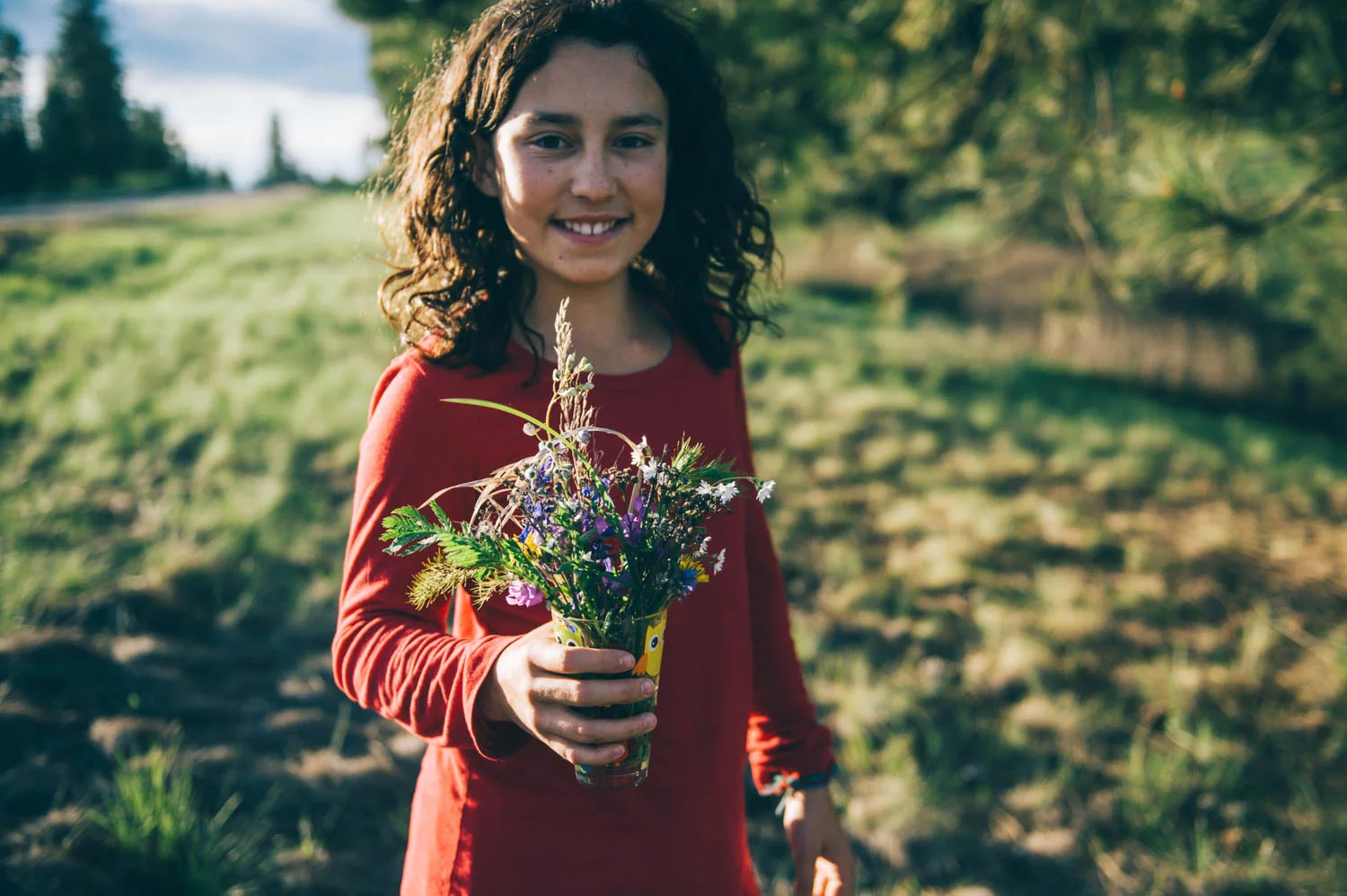 And she picked flowers for our dinner table. Kids are so good at sourcing beauty!