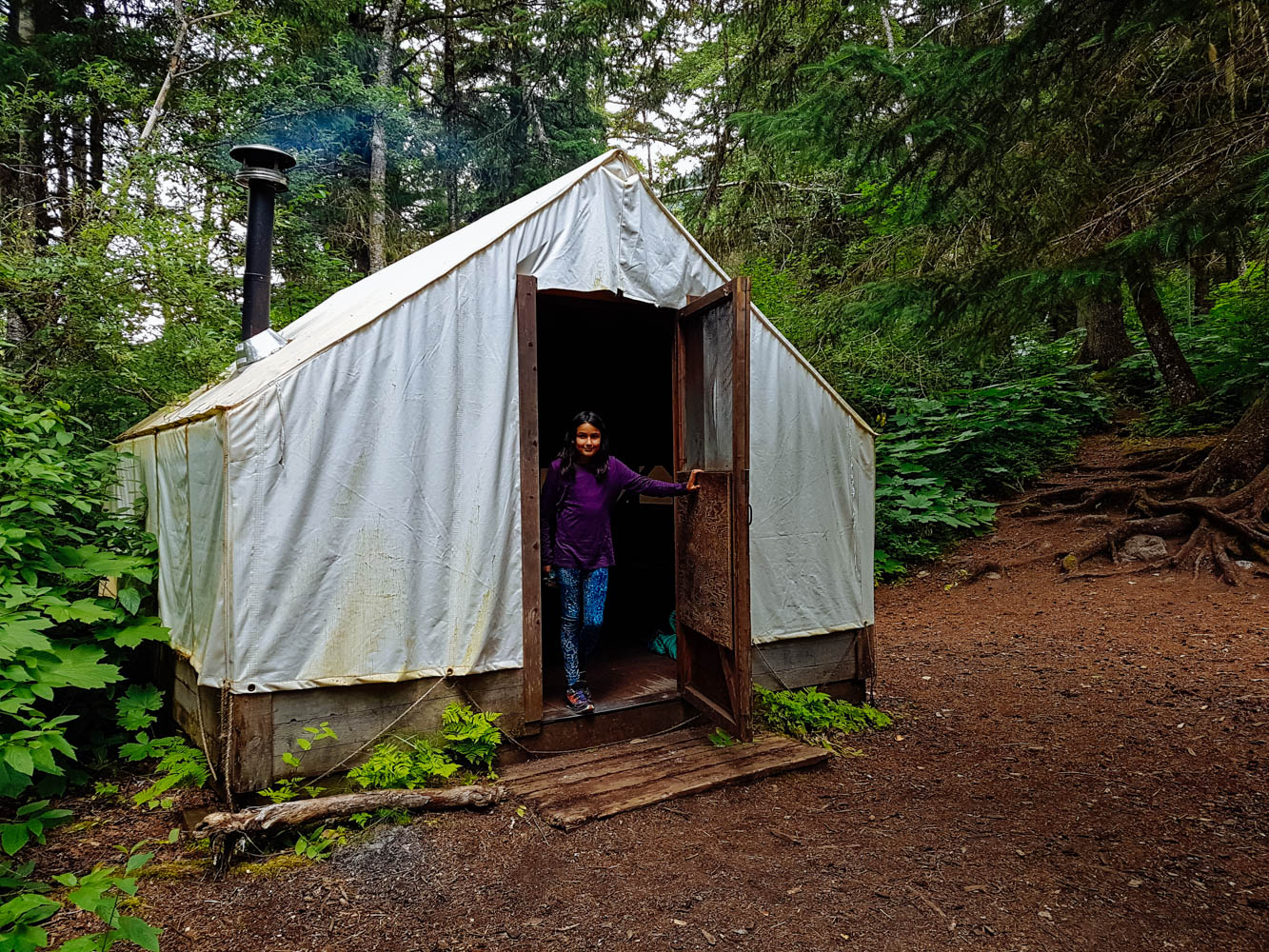 The cook shack at Finnegan's Point. Far enough from the tent pads and equipped with a wood stove.