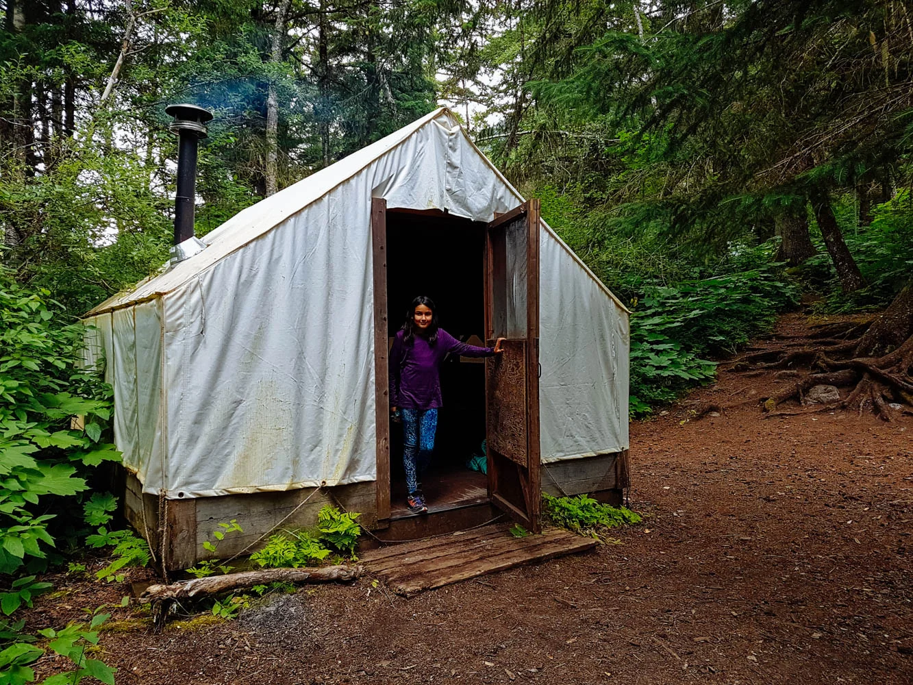 The cook shack at Finnegan's Point. Far enough from the tent pads and equipped with a wood stove.