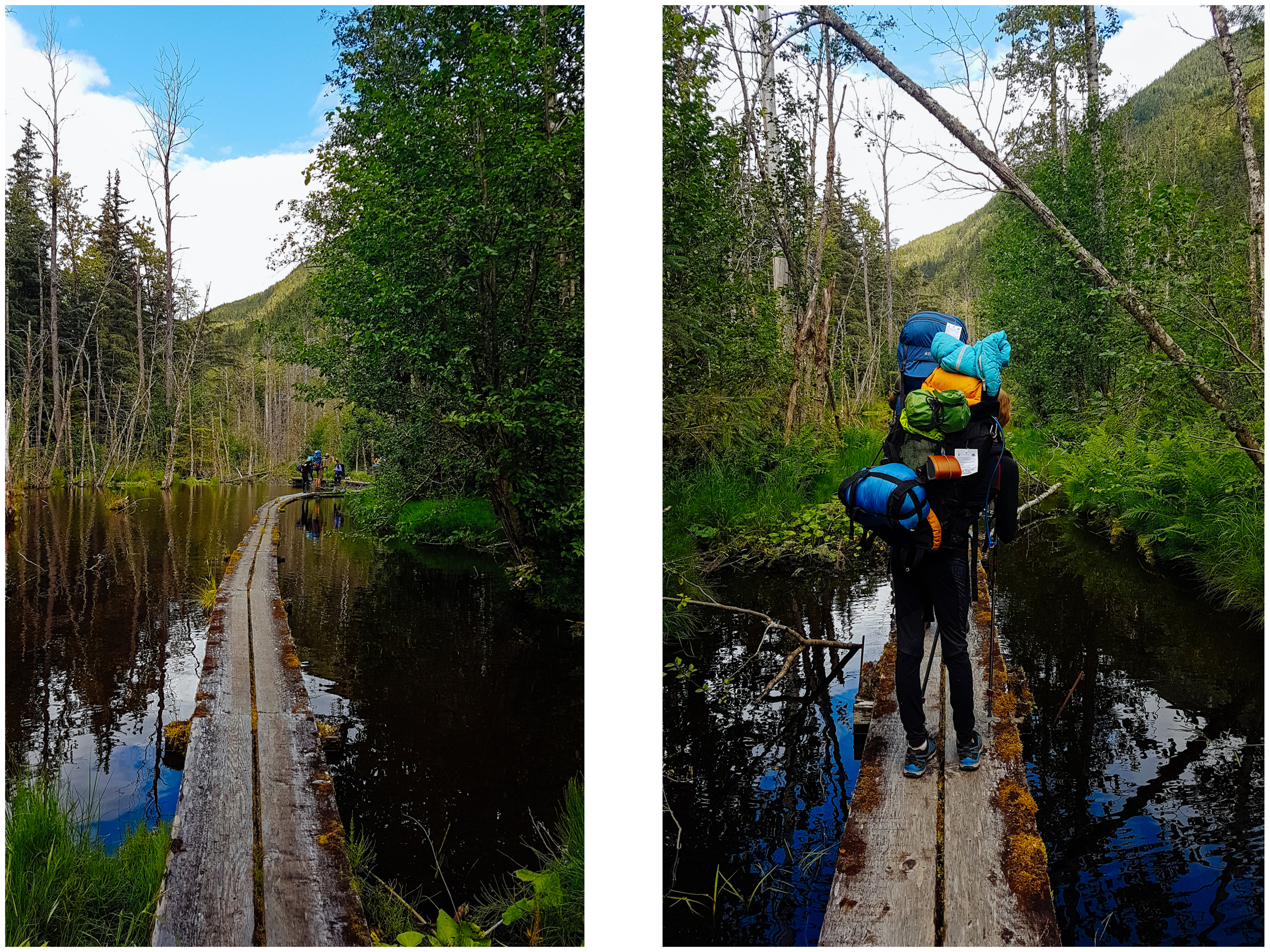 There are lots of boardwalks over marshes on that first part of the trail. Some are slippery and bouncy and that not always so great when you are still getting used to having a big pack on your back!