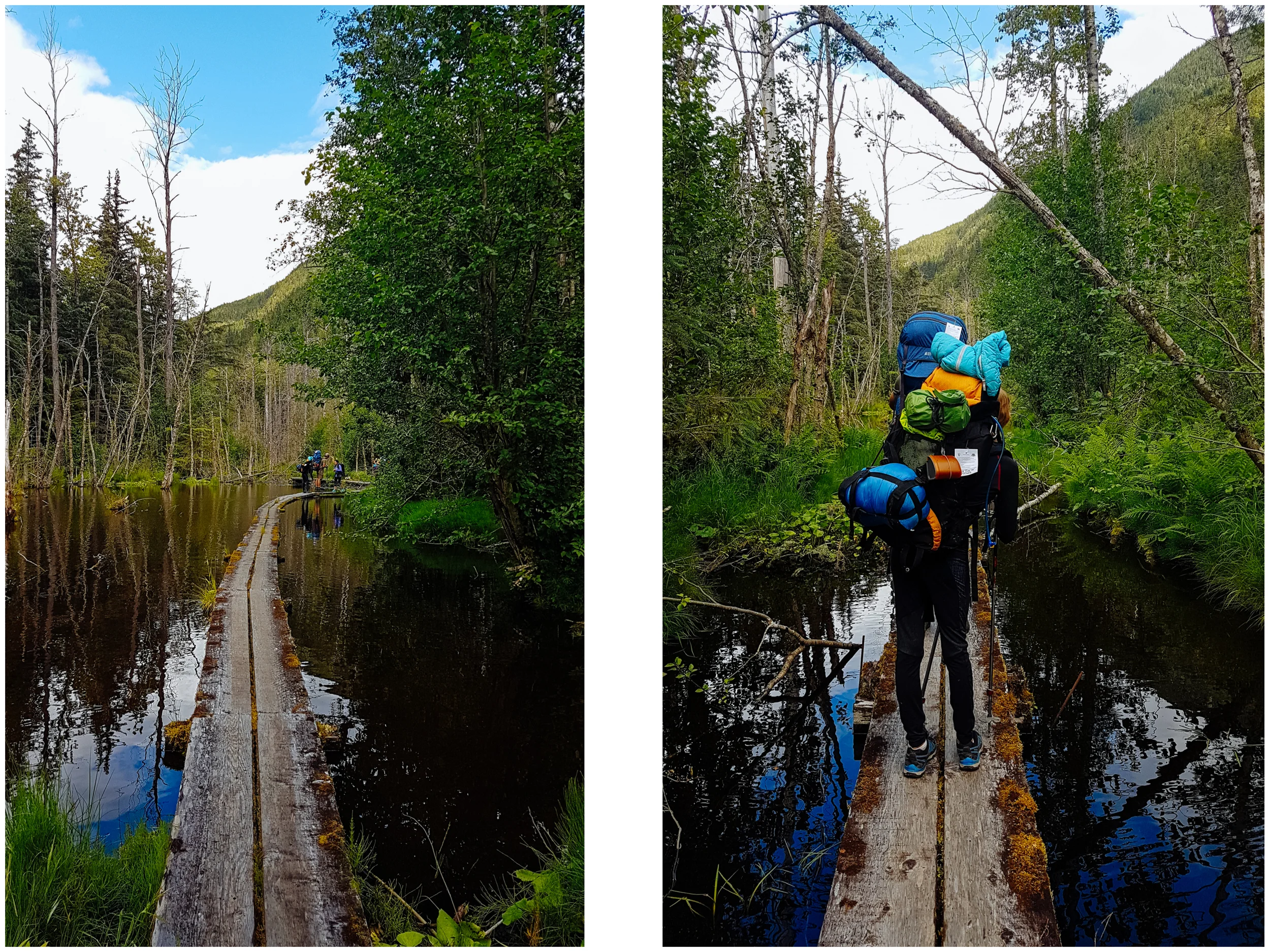There are lots of boardwalks over marshes on that first part of the trail. Some are slippery and bouncy and that not always so great when you are still getting used to having a big pack on your back!