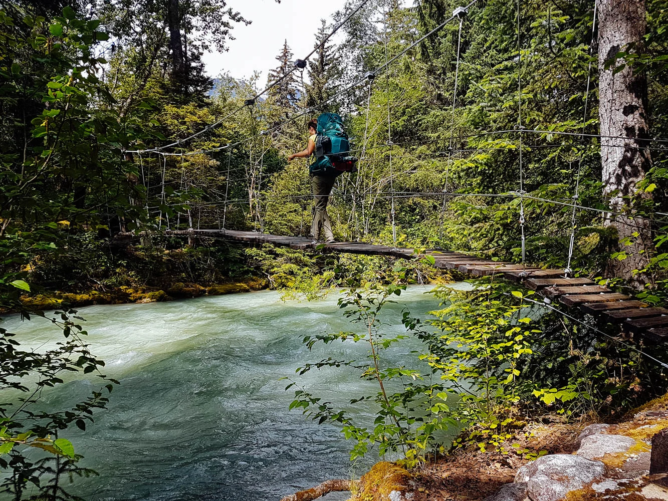Pedestrian suspension bridge at Canyon City.