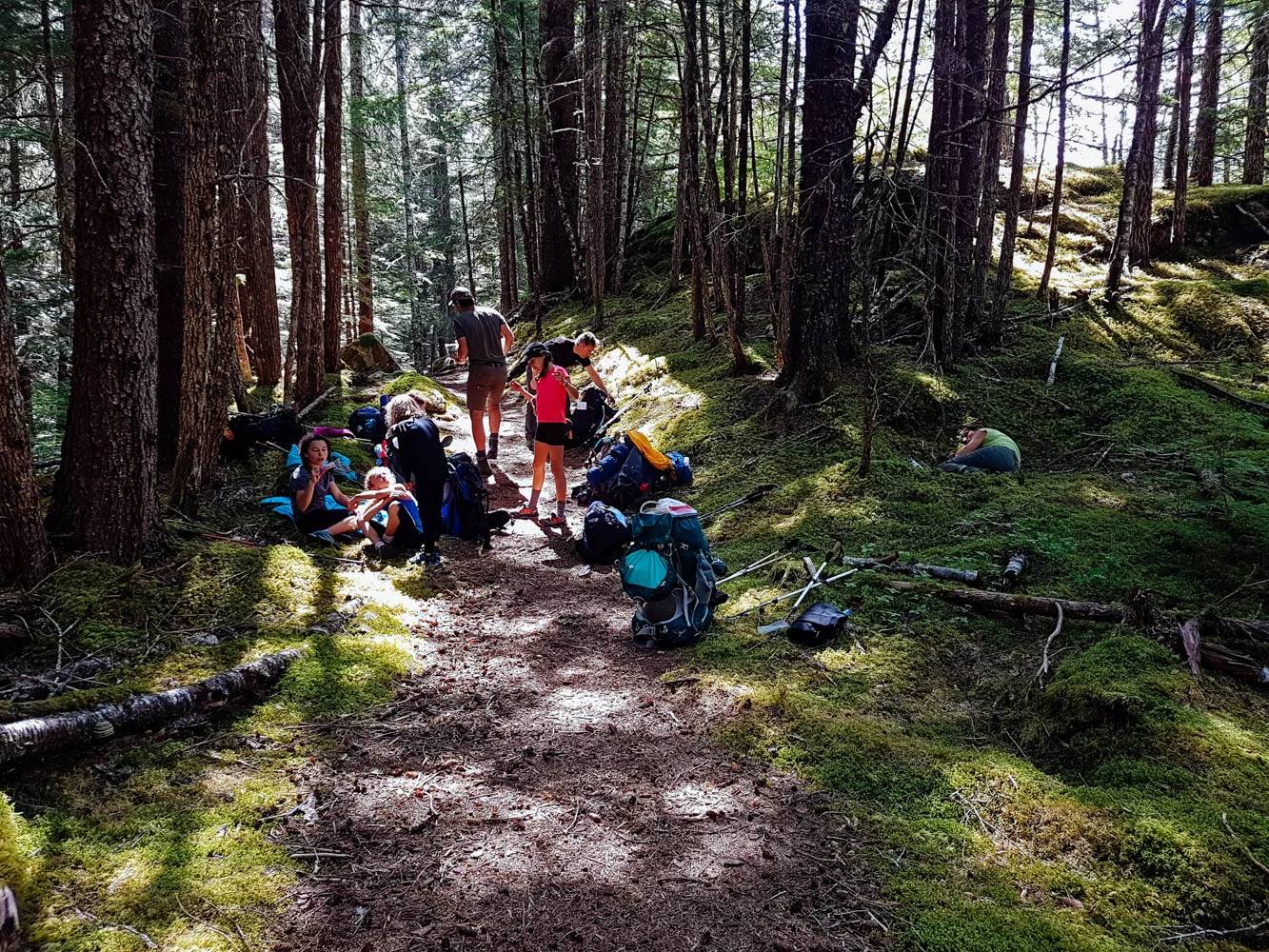 Snack break in the beautiful Alaskan Coastal Forest.