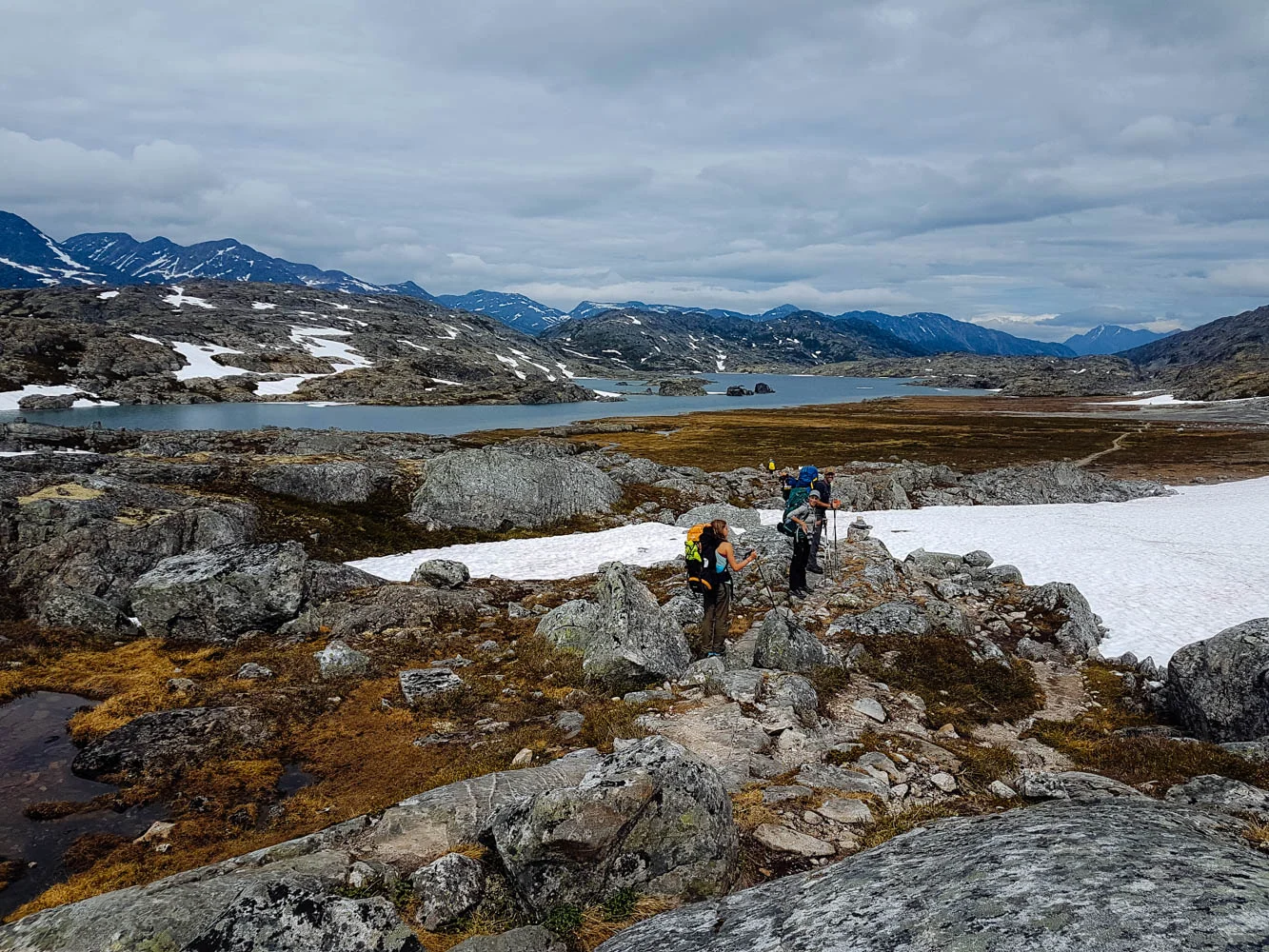 The trail wends its way by a series of alpine lakes: First Crater Lake, Morrow Lake, and finally Happy Camp.