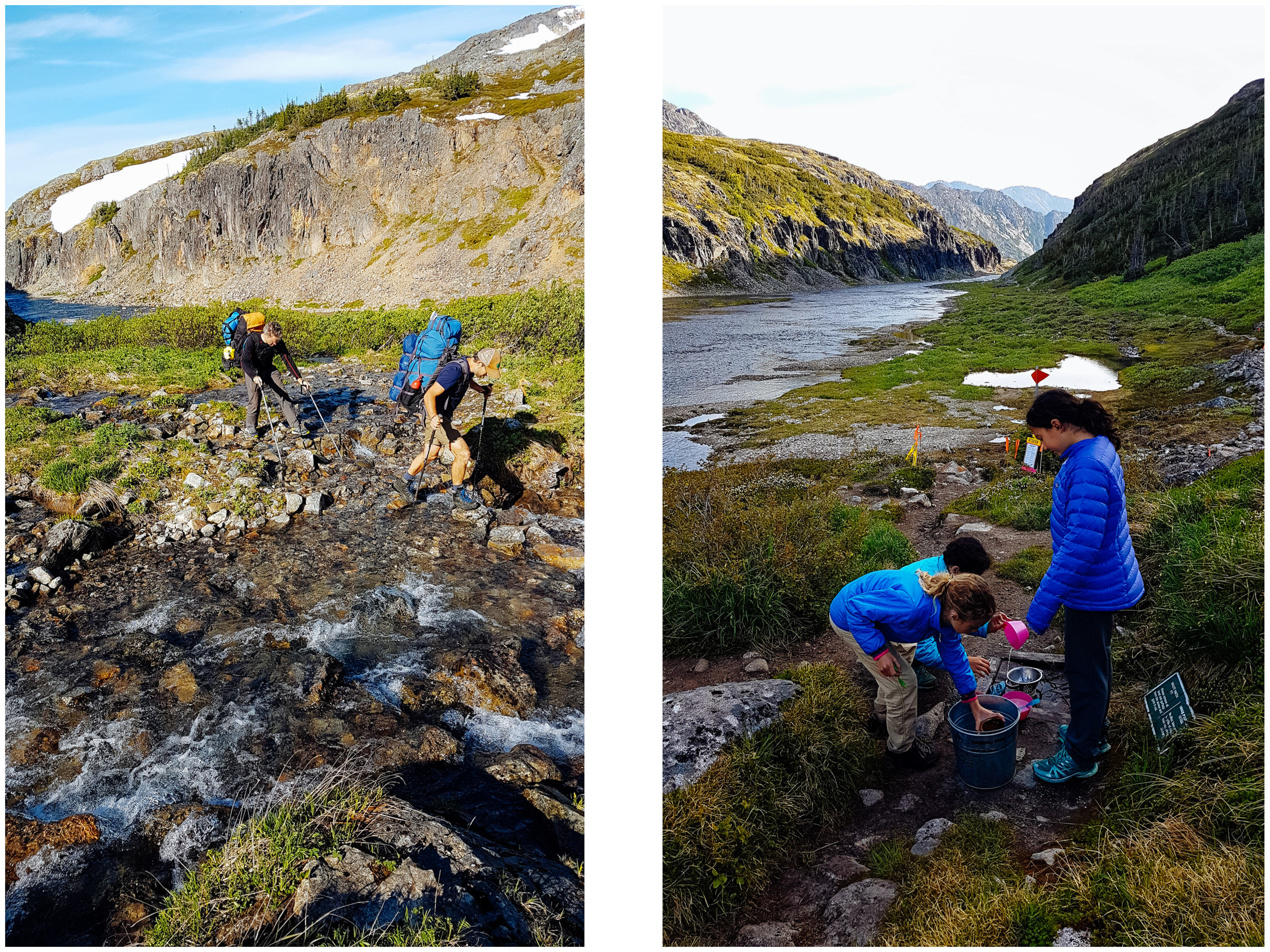 There are lots and lots of river crossing... Almost impossible not to get your feet wet... To the right: doing dishes.