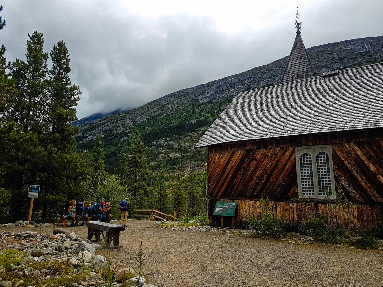 We made it! We finished the Chilkoot. The renovated St. Andrew's Presbyterian Church is the only gold rush-era building still standing along the trail today. 