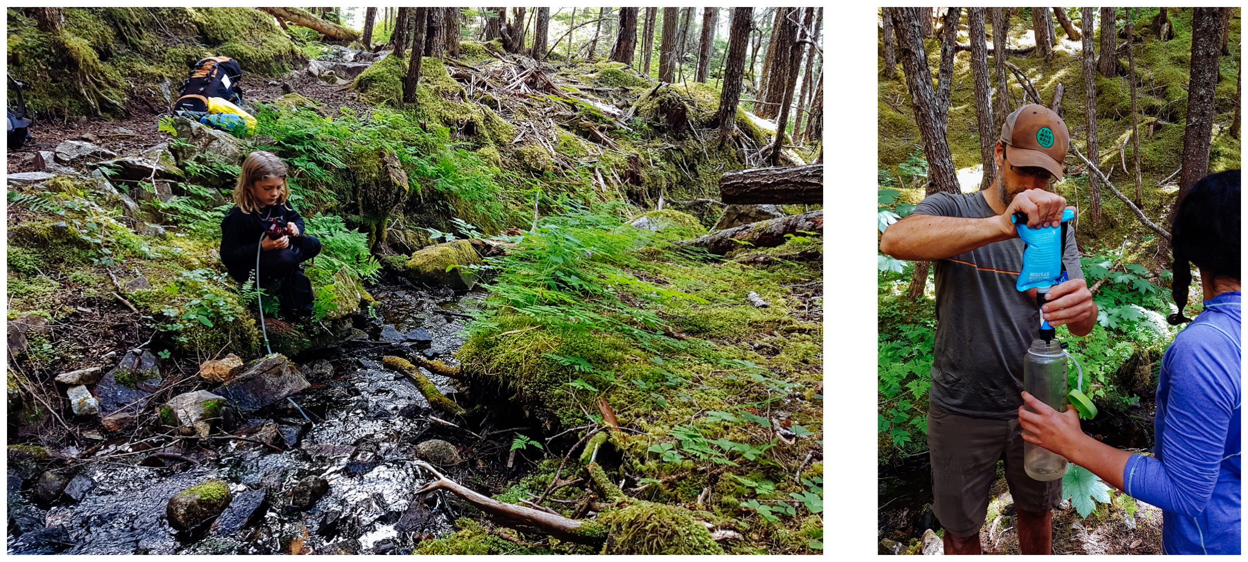 Filtering water along the trail.
