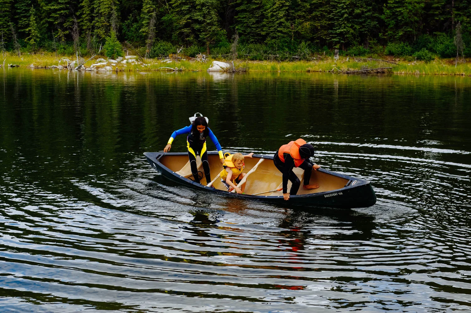 Practicing t-rescue. First: tip the boat!