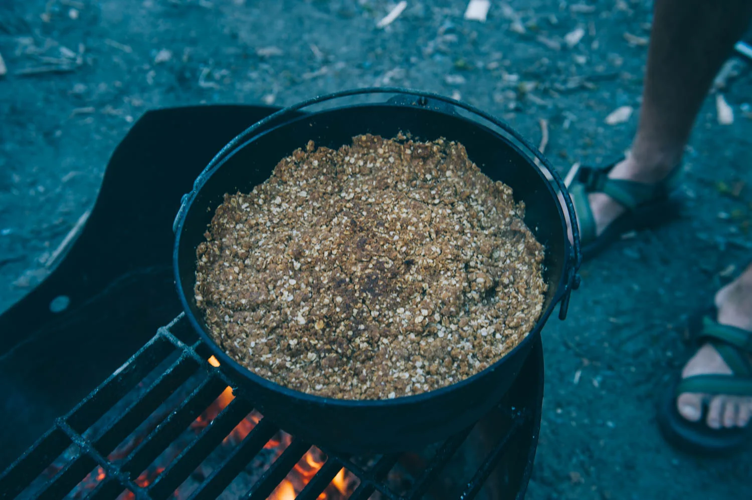 Apple crisp in the dutch oven. Success!!