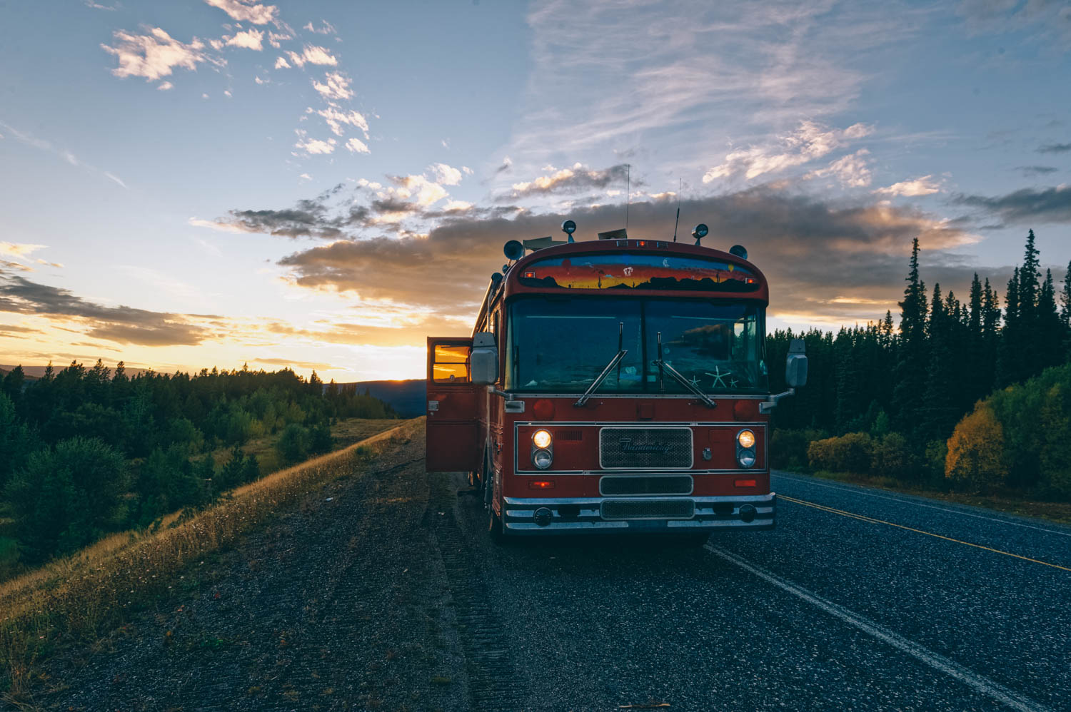 Last sunset on the Alaska Highway.