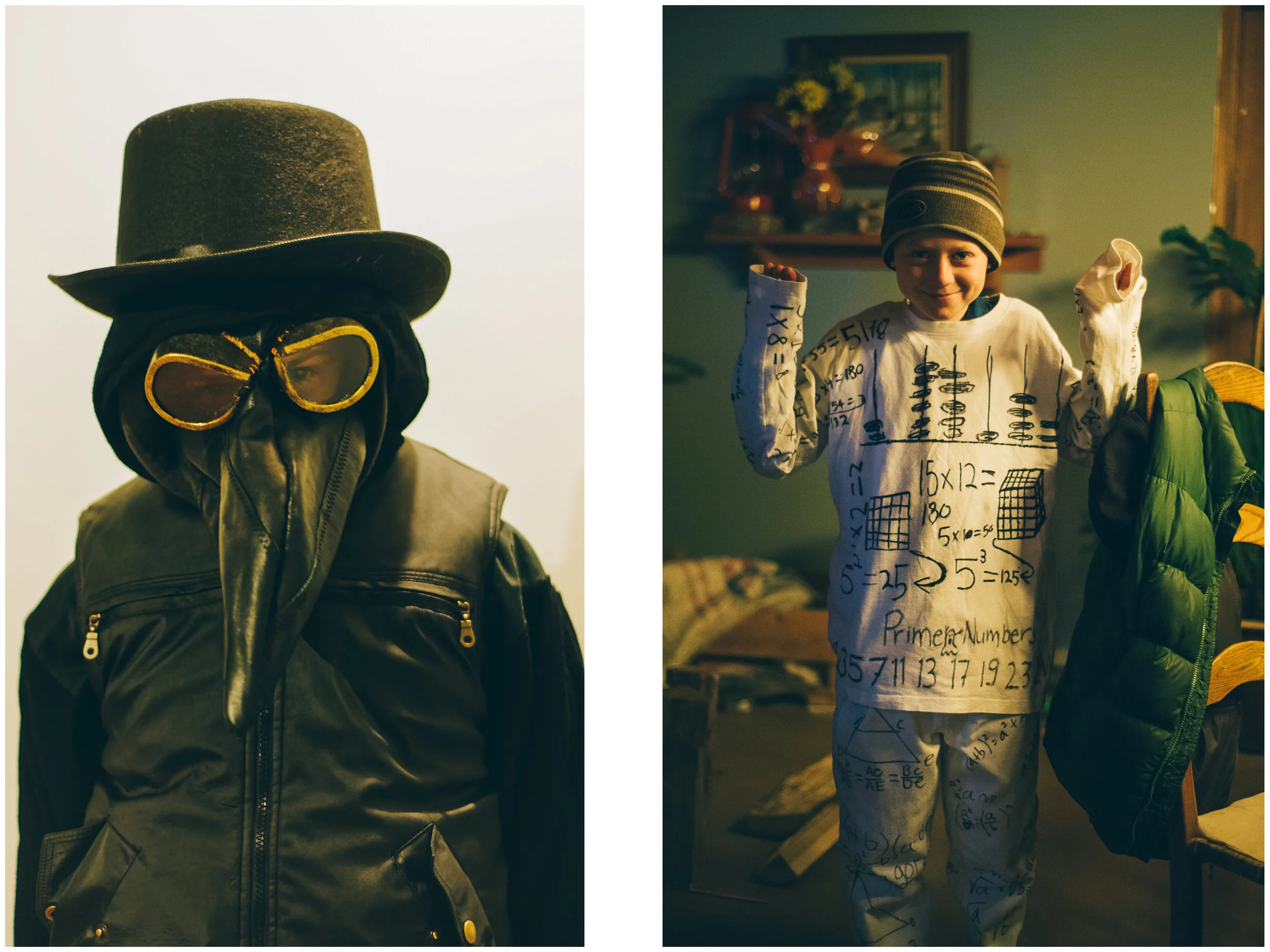 These kids come up with the best costumes: Plague Doctor and mathemathics.