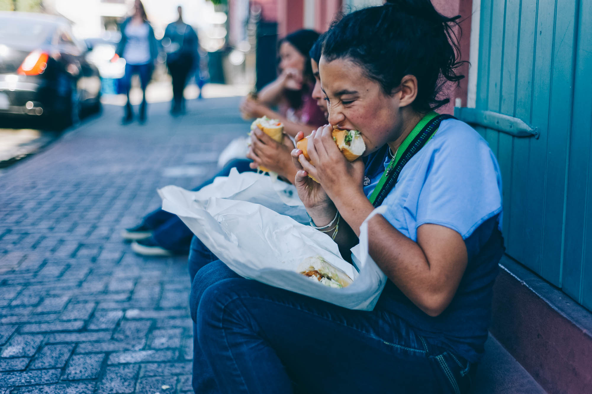 Tasting Po-Boys, a local specialty.