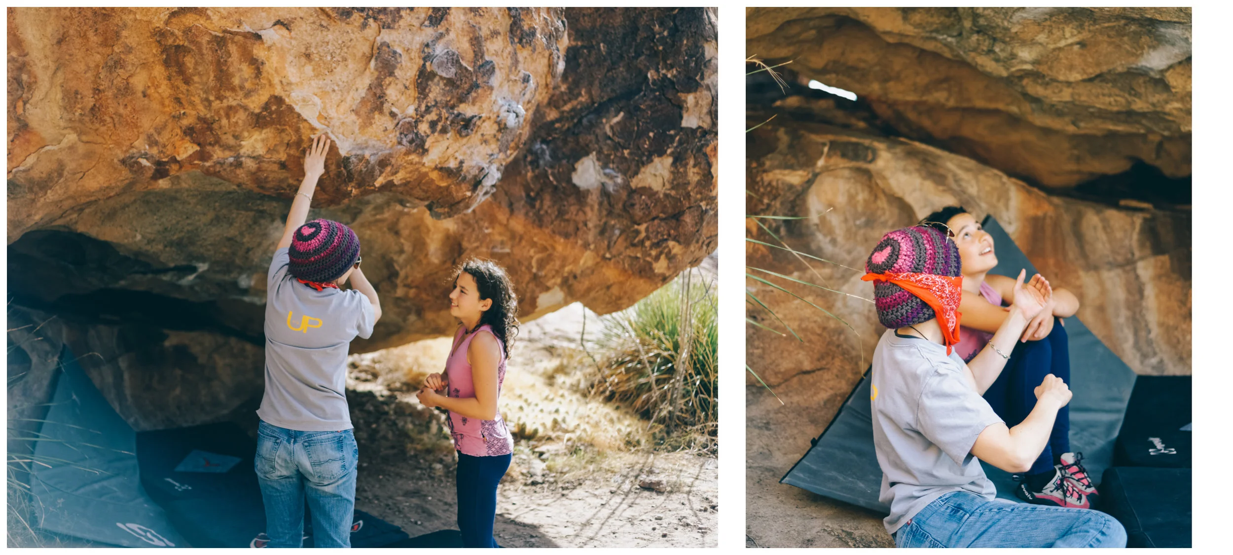 Getting beta from Betty who has been climbing here since she was Mara's age!