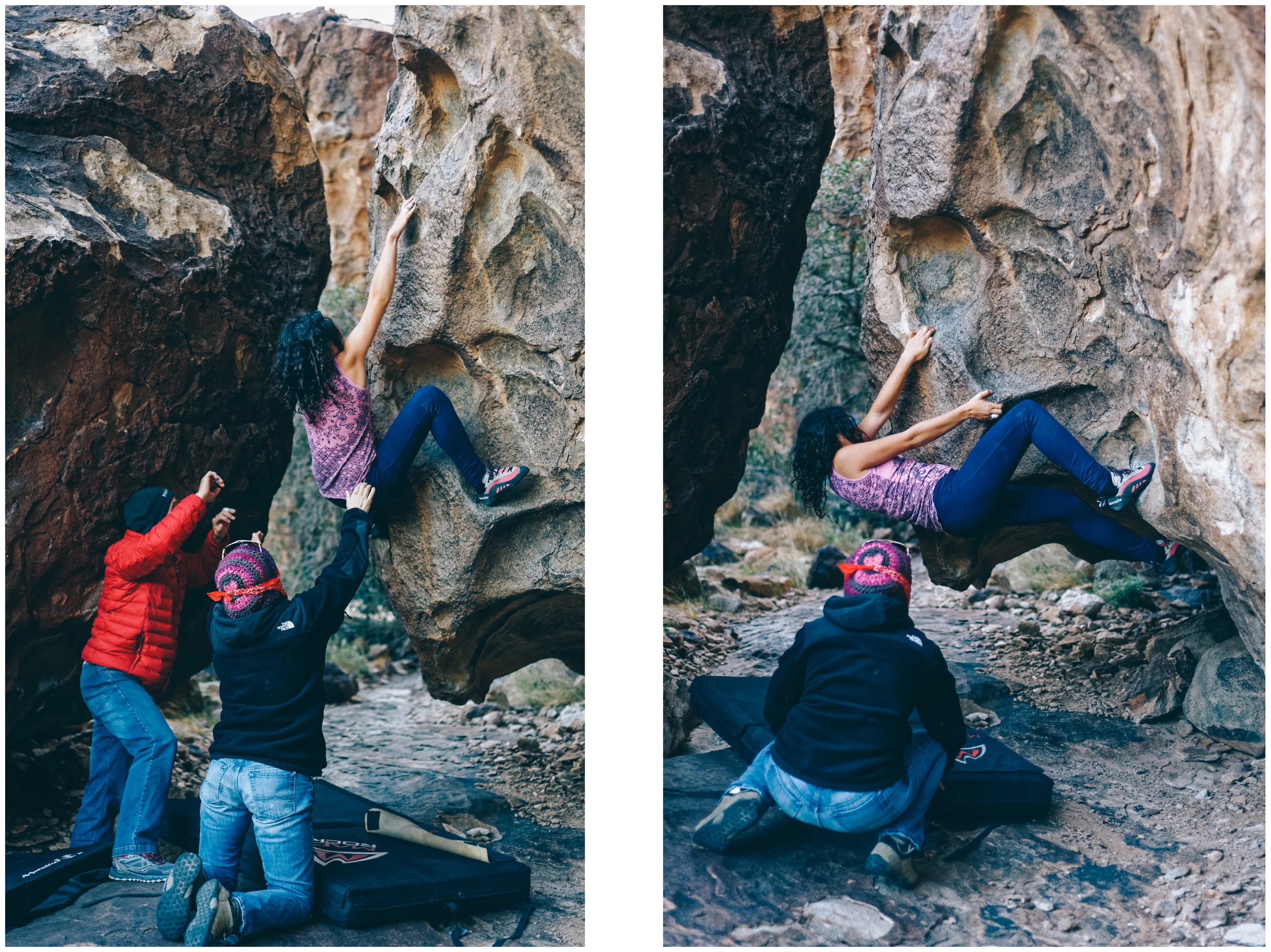 Mara working on a tough V5 problem (and she got it!!).