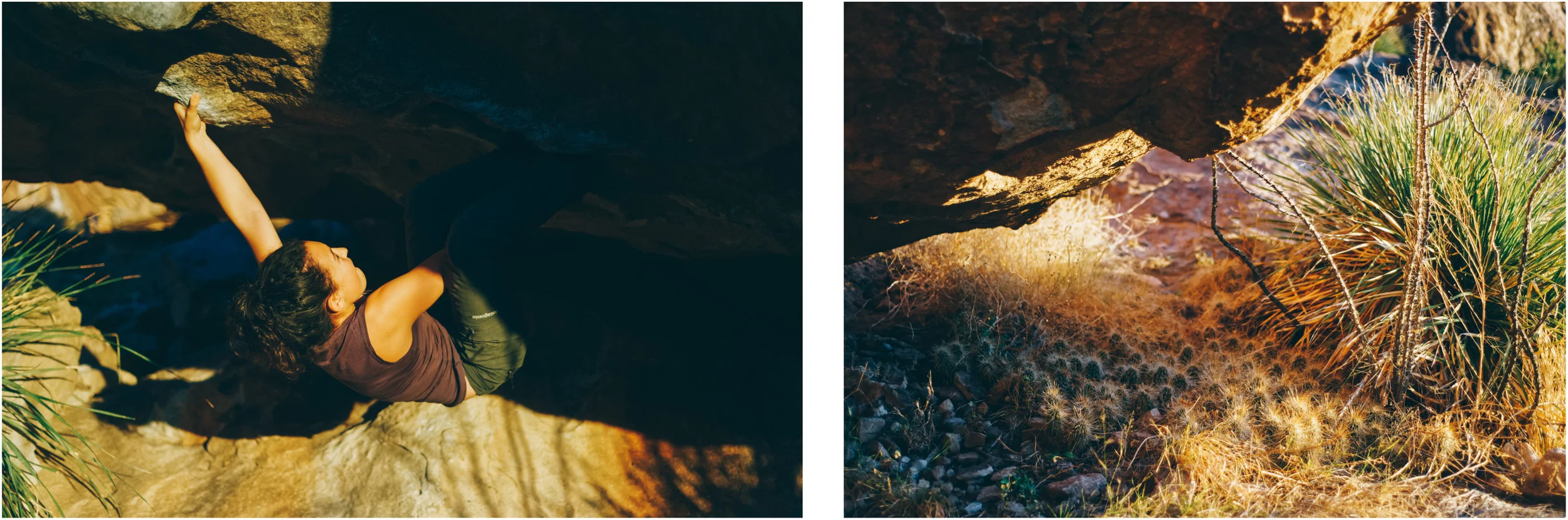 The famous V2 is called Nobody Gets Out Of Here Alive because the ground used to be covered in little cacti like it still is on the right...