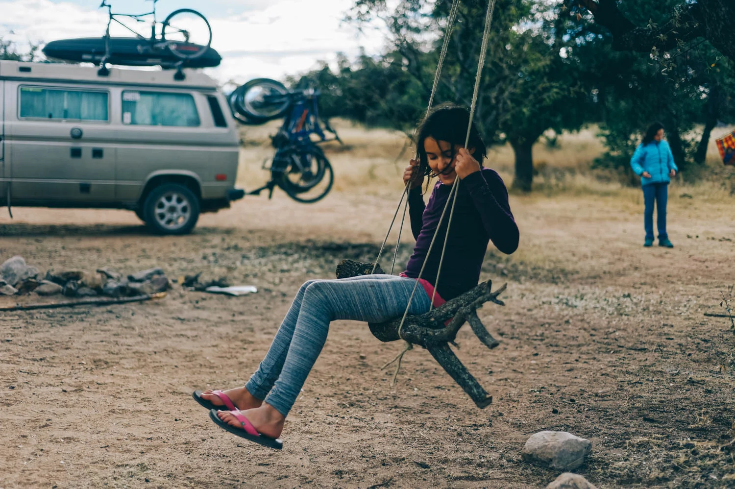 The girls made a swing.