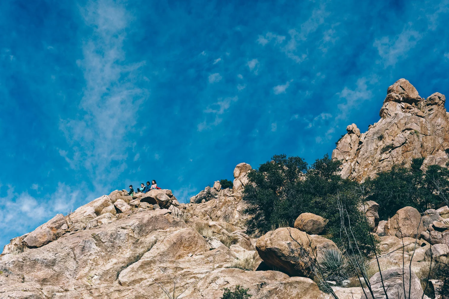 The kids scrambled on rocks while we set the routes. We were pretty much alone the whole time!