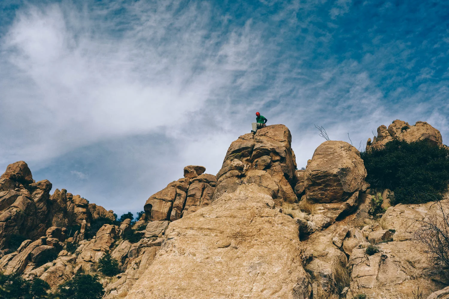 JF, on top of Naiche's nest. Naiche was Cochise's son (an Apache Chef, see story below) and it is in this nook that Naiche played while his dad held councils.