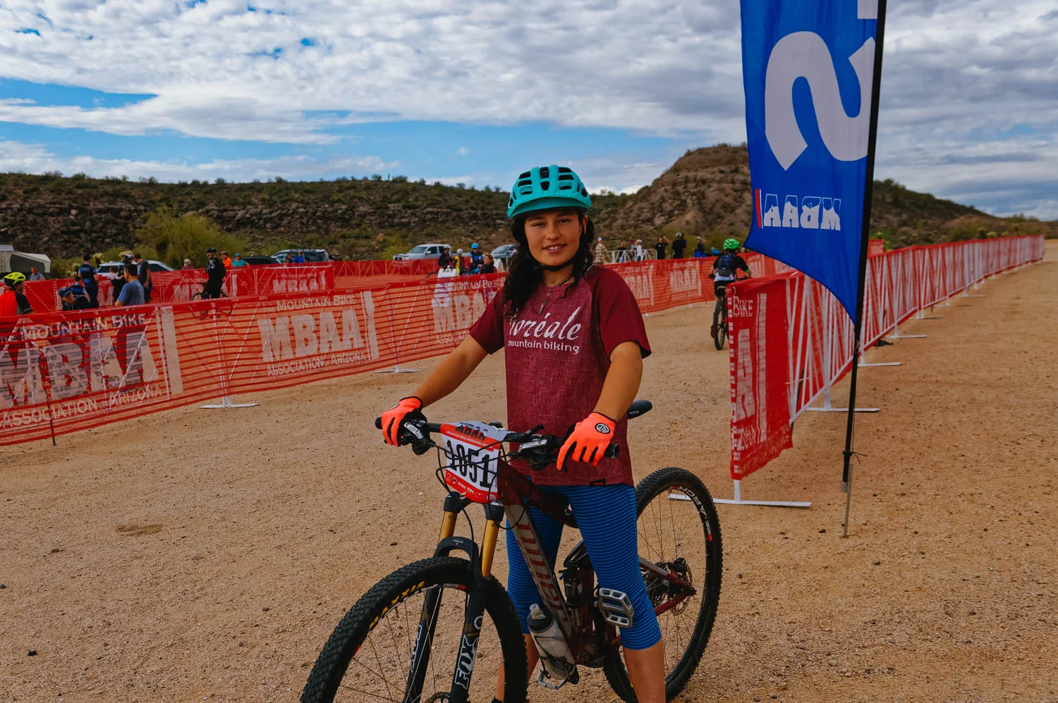 Getting ready for her race.