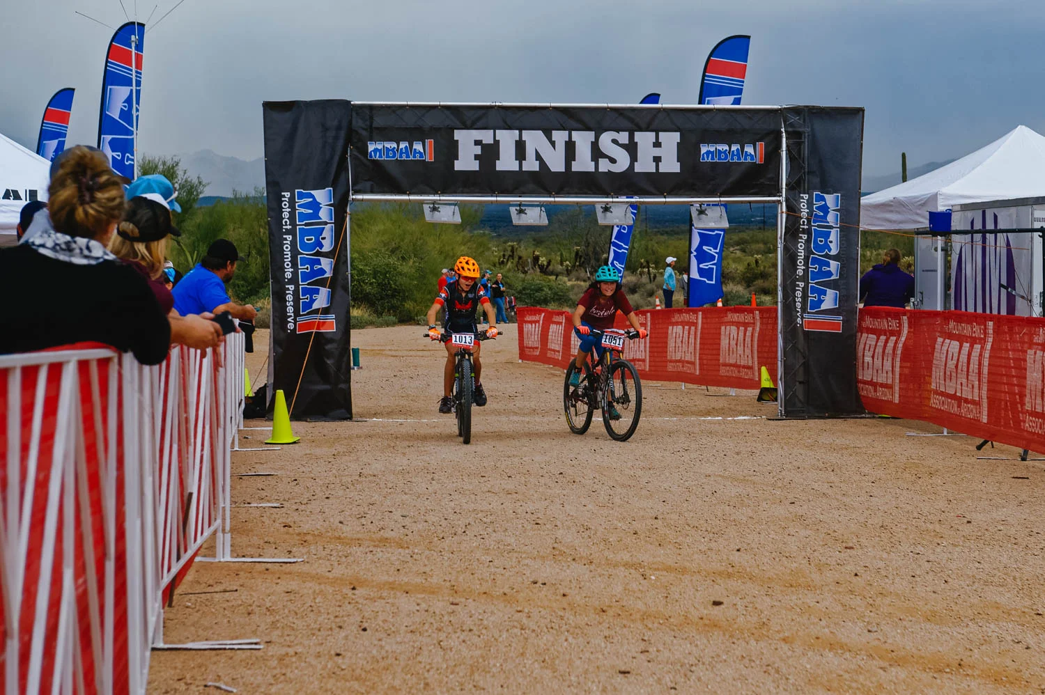 Race to the finish line with a boy in the same age category!