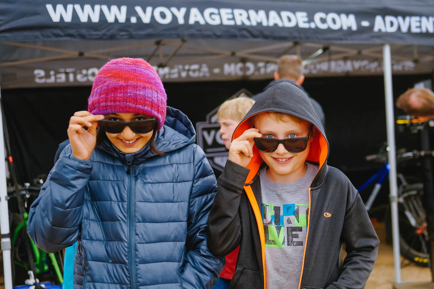 Kids hiked up on samples of energy bars and hydration drinks, enjoying the free race swag they got "in town".