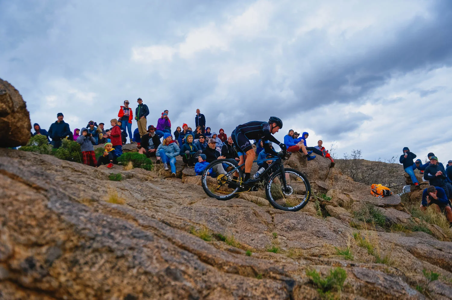 Lance Armstrong coming down the rock drop on his first lap.