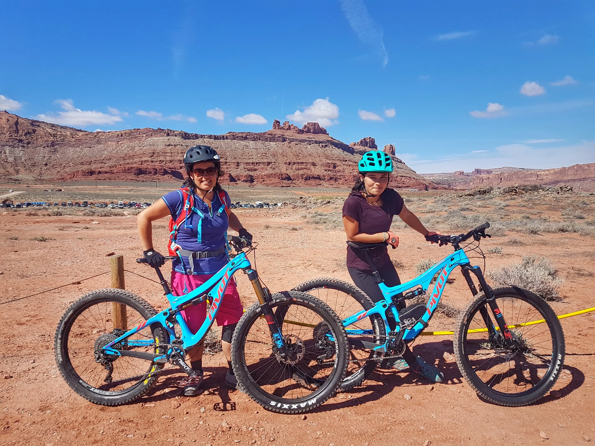 Demoing bikes at the Outerbike festival. Riding North 40 in the Moab Brand (Bar M) trail system.