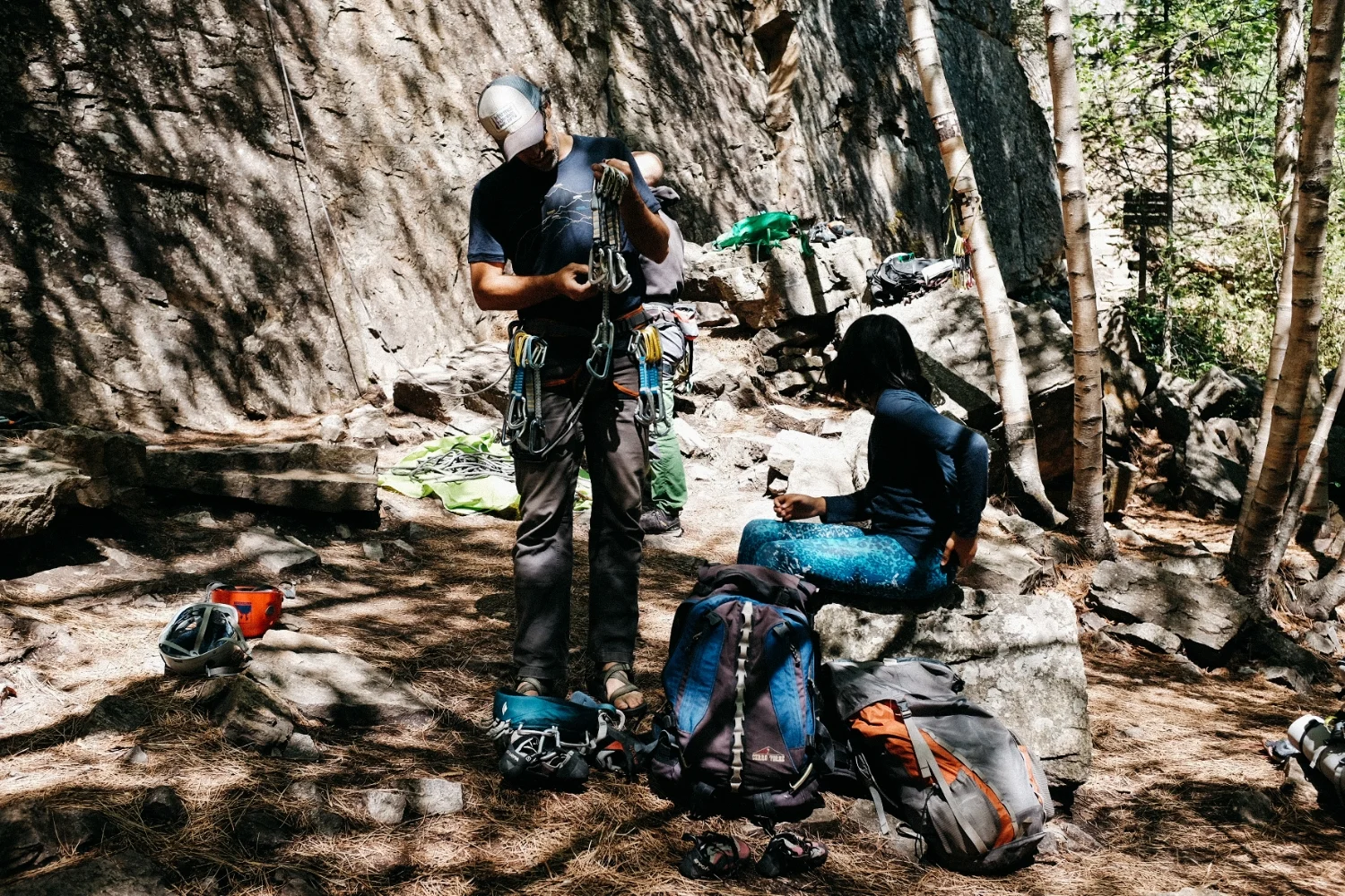Rock climbing in Skaha Bluffs Provincial park.