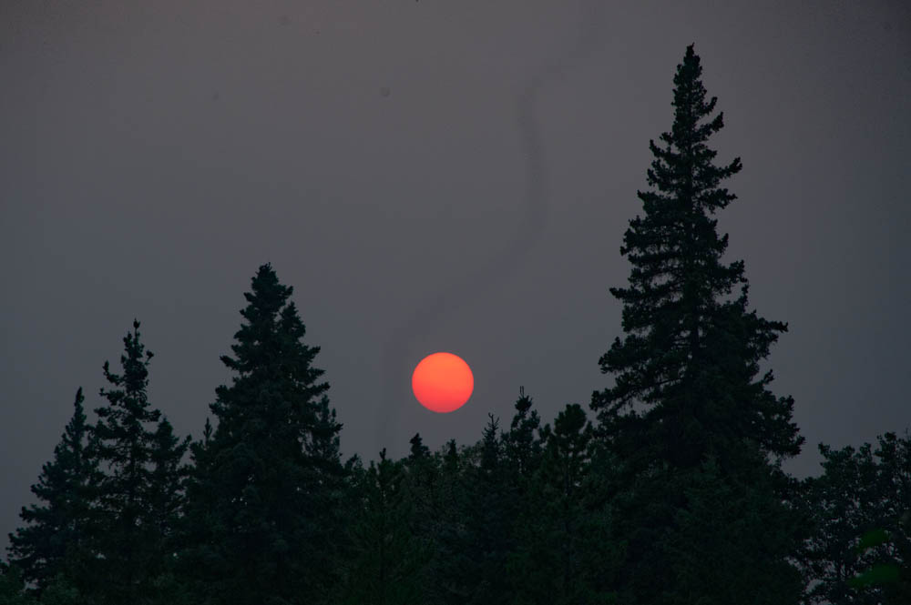 The Blood Sun (yes, that's the sun!) created by the smoke from the forest fires.