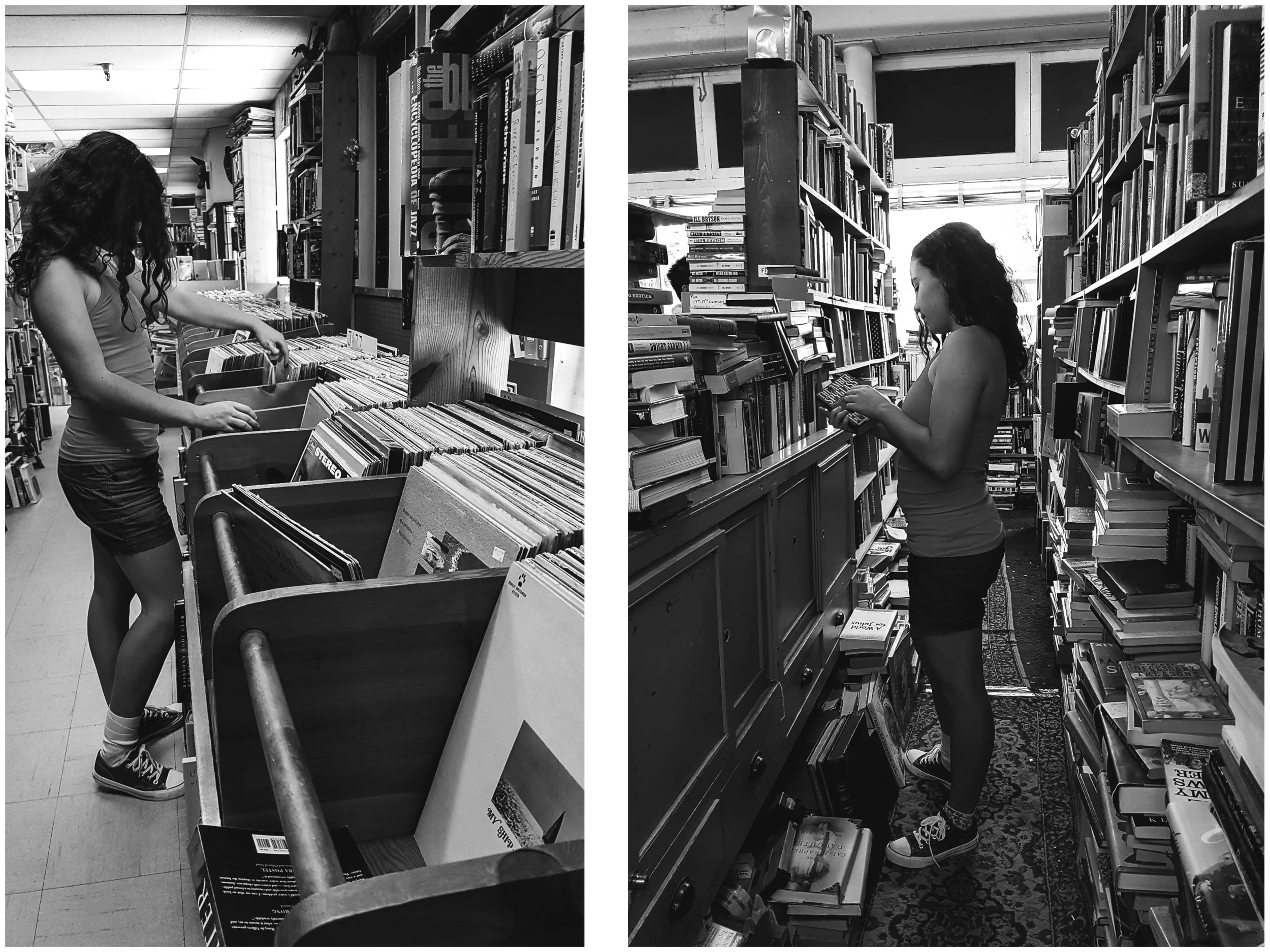 Albion Books and Records (left) and MacLeod's Books (right).