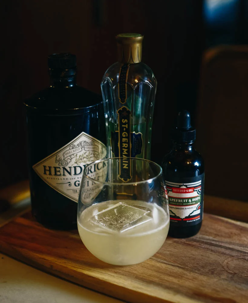 It was so hot in the rainforest that I wanted a tangy refreshing drink. So I created this. The North Vanagon 1 ½ oz Hendricks Gin ½ oz St-Germain ½ oz Grand Marnier Juice of 1 ½ key lime ¼ oz simple syrup 5 drops of Bittered Sling grapefruit and hops bitters Shake with ice and pour on one big cube of ice.