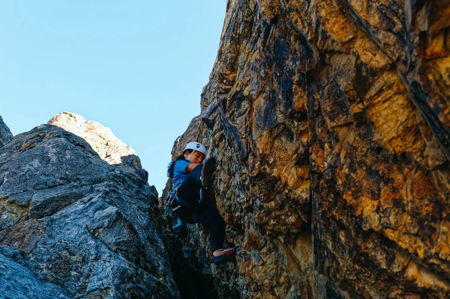 Mara on My Bloody Valentine (5.10 a) on the Valentine Wall.