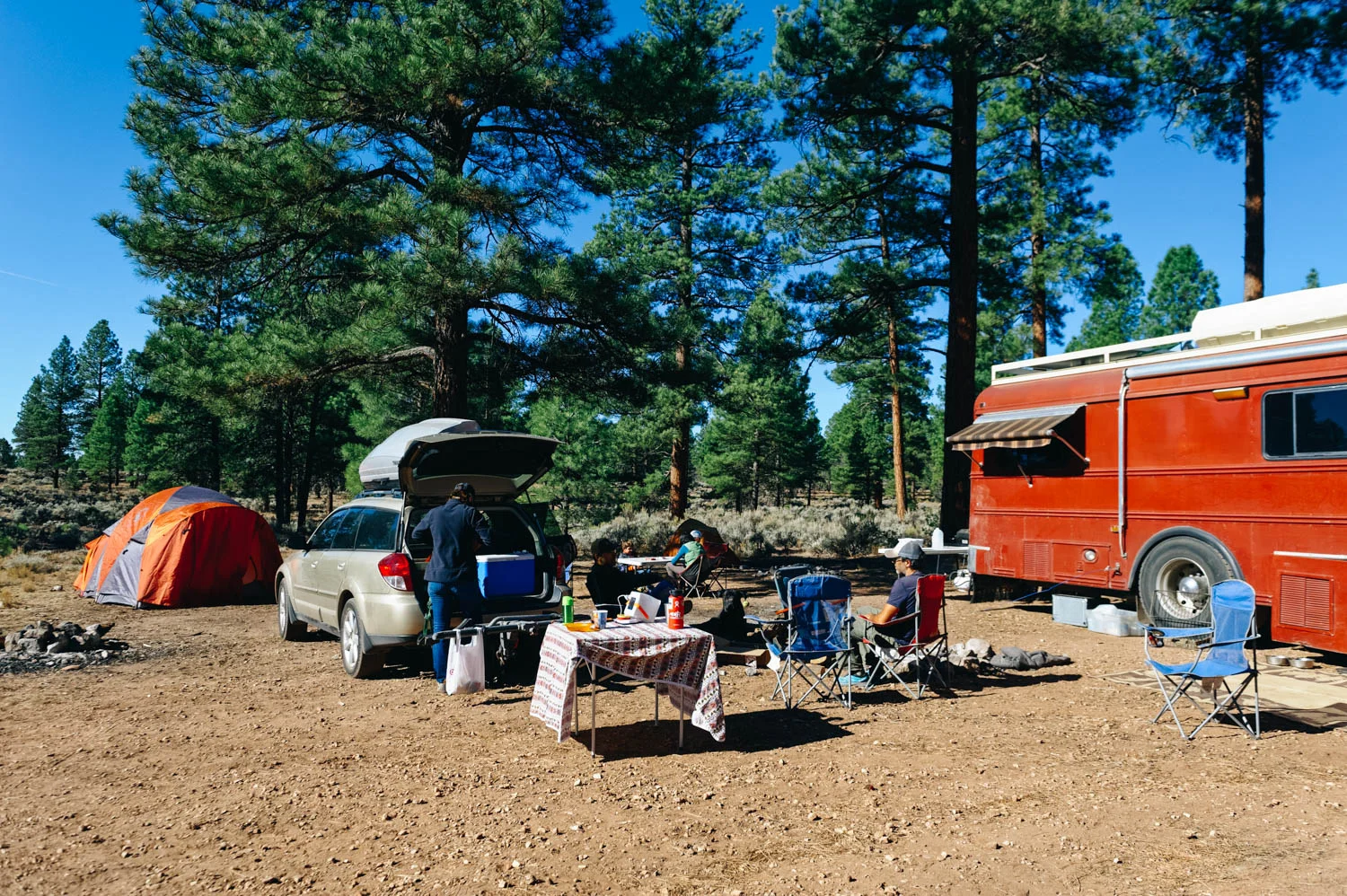 Our beautiful campsite in the National Forest near the South Entrance of the Grand Canyon.