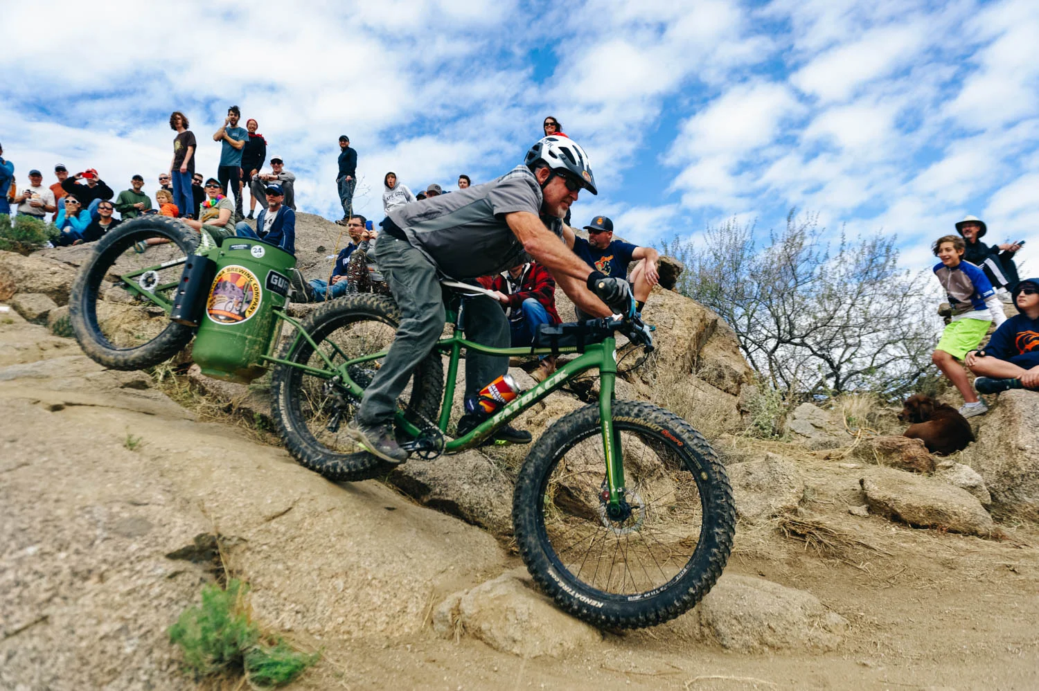 The CycloKeg going down the rock drop!