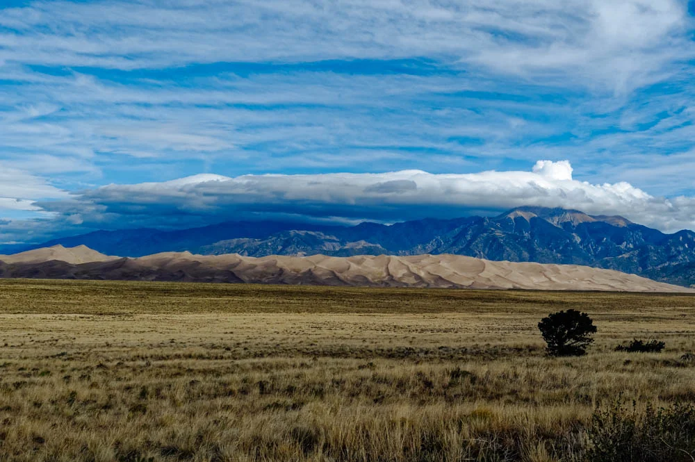 Can you spot the sand dunes at the base of the Sangre de Cristo Mountains?