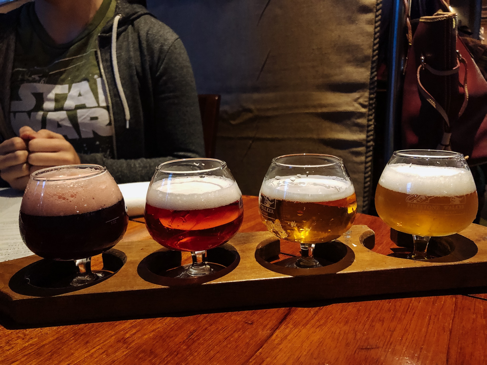 As for beer, I really loved their Capt Franc, a beer-wine hybrid at 9.8% produced with Cabernet Franc grapes from the area and aged for 12 months in French Oak with 12 different atypical yeasts. Plenty of barnyard funk with a gueze-like quality. I also really wanted to try their Krieky Bones, but they were out.