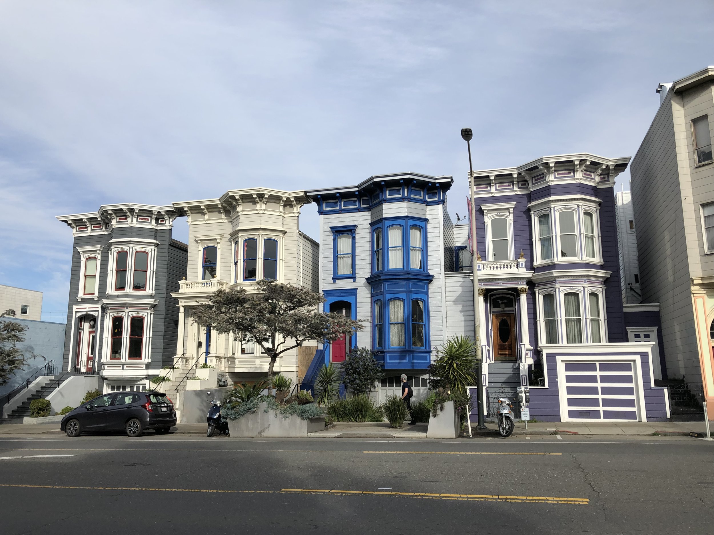 Beautiful San Francisco houses on Valencia Ave in the Mission District.