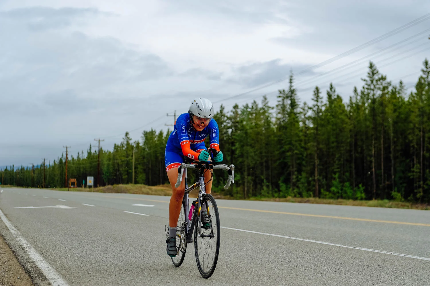 Mathilde finishing the TT on Sunday.