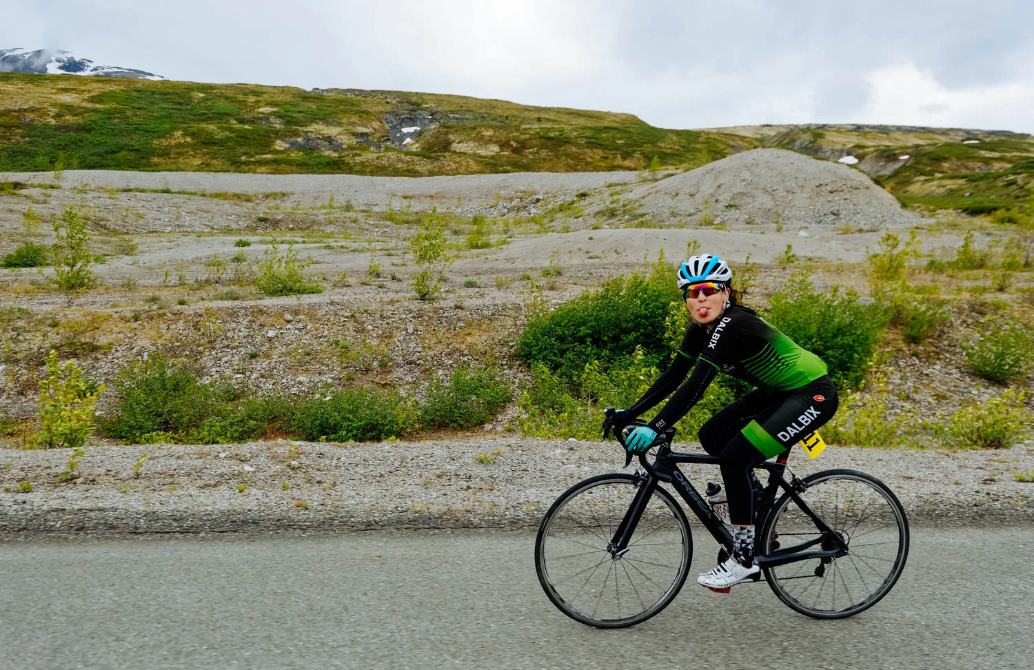Annoyed by Mathilde who was singing silly songs to keep her motivated on the climb!