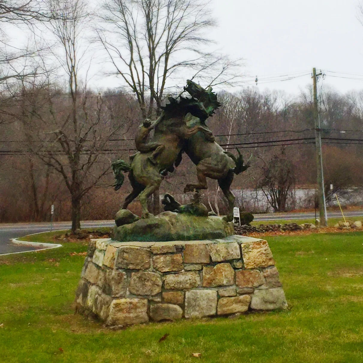 Art is all around us. This handsome statue is in the front garden of a local elementary school.
