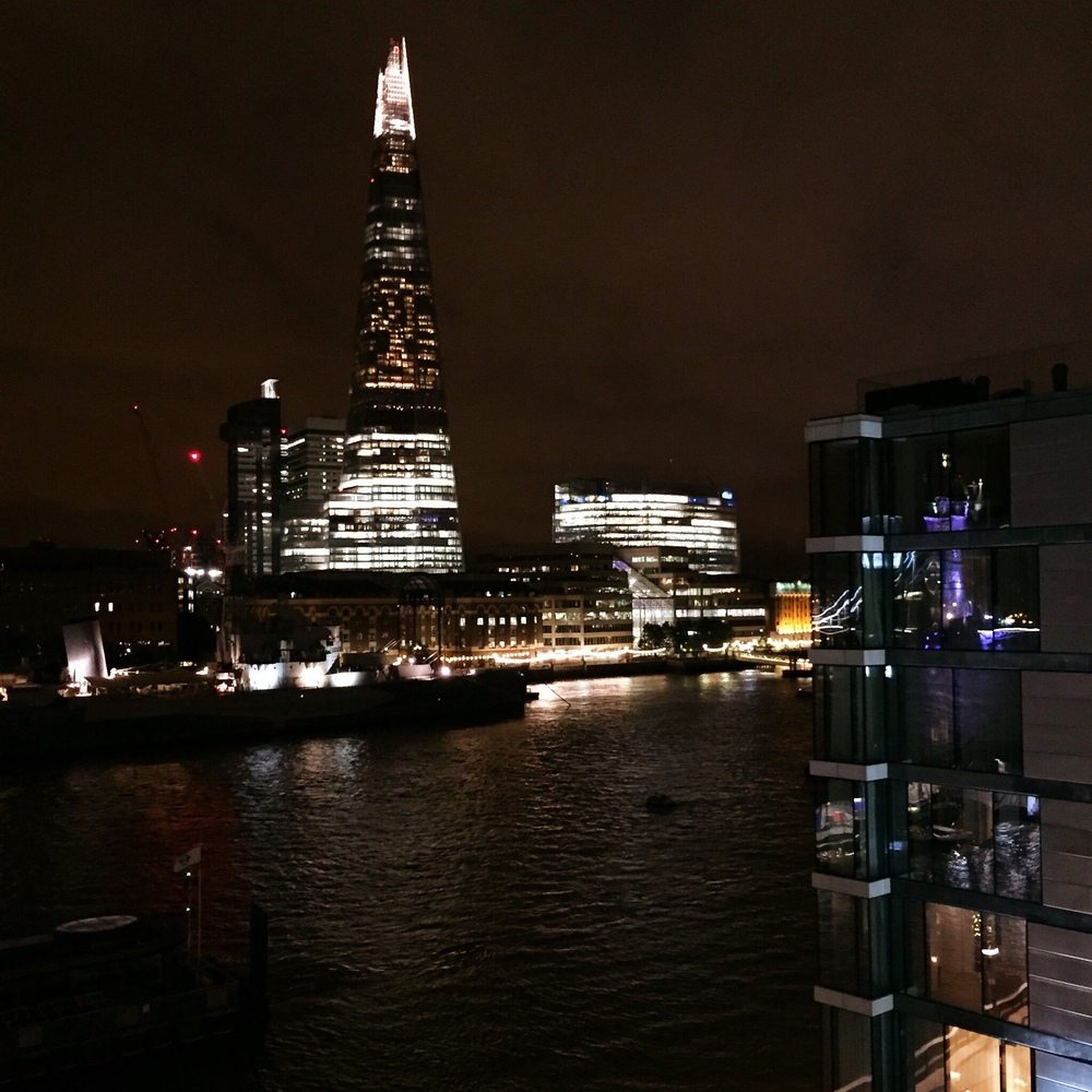 the shard at night. view from our hotel balcony