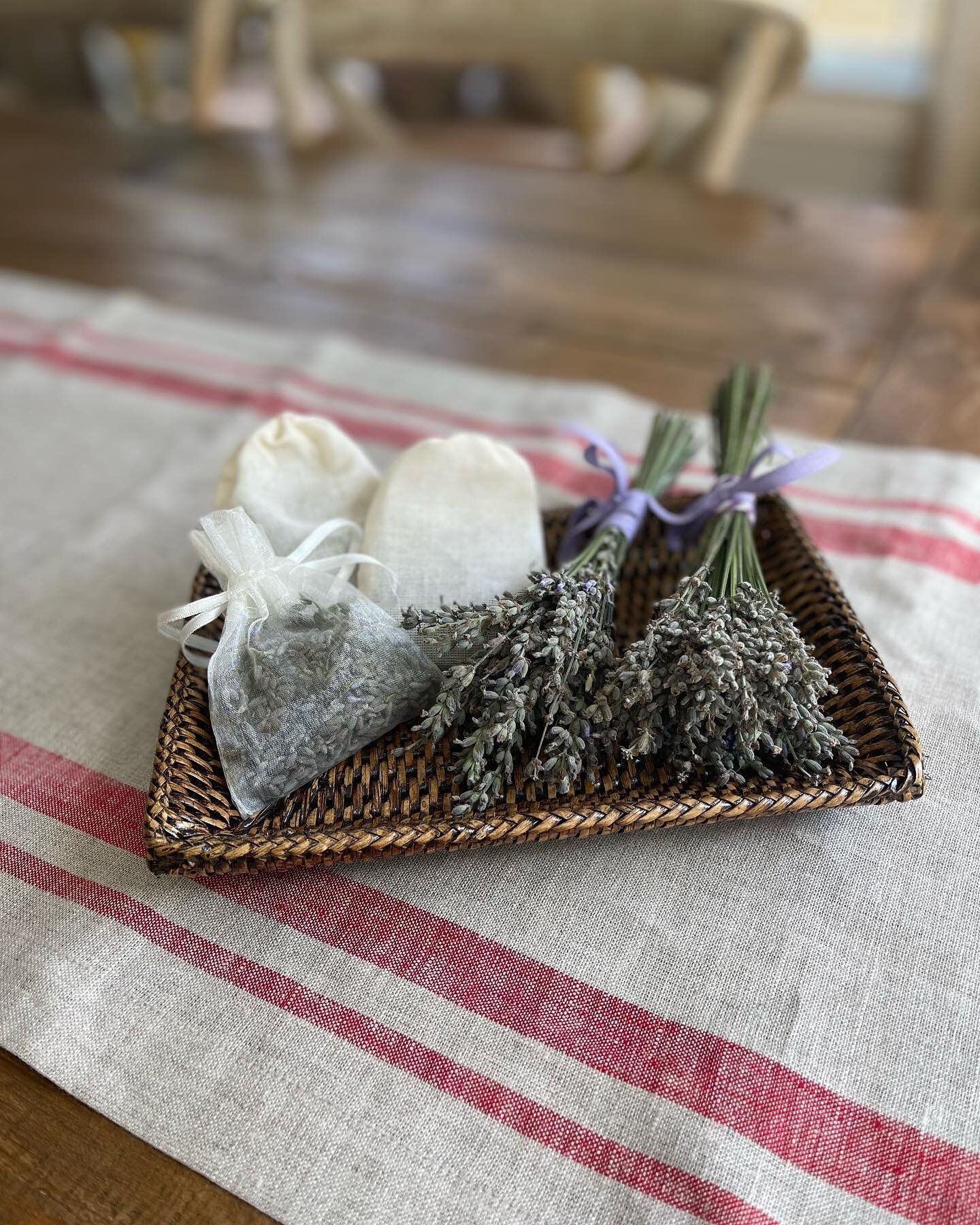 Yesterday I cut back 90% of my lavender flowers. (I left about 10% for the bees.) I received a few messages asking what I do with the lavender. The first thing I do is hang up twine-bound bunches to allow them to fully dry (see 2nd photo). This makes