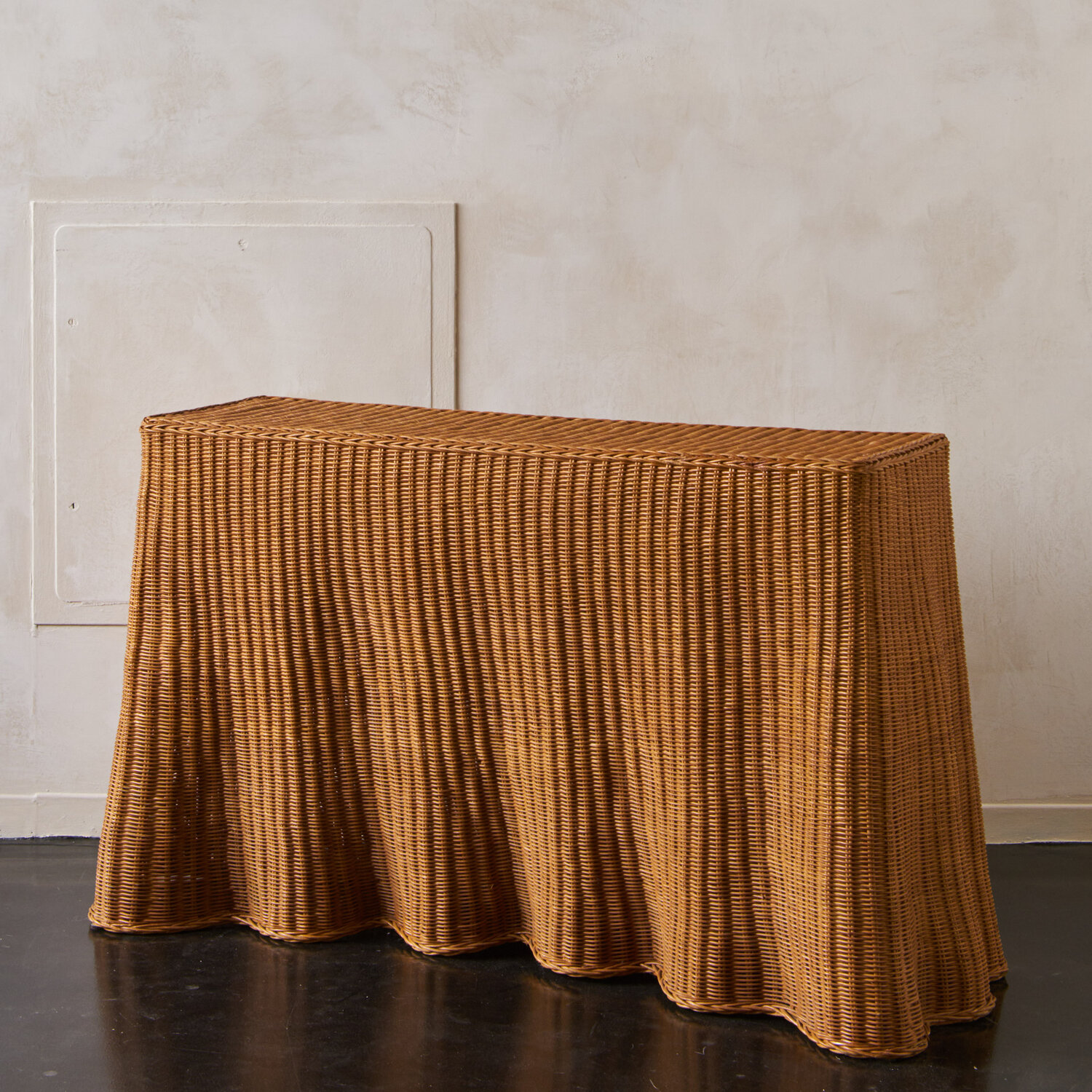Trompe L Oeil Wicker Draped Console Table South Loop Loft