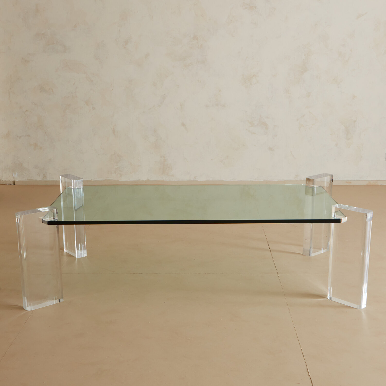 Lucite Coffee Table With Four Legs, Long Lucite Coffee Table