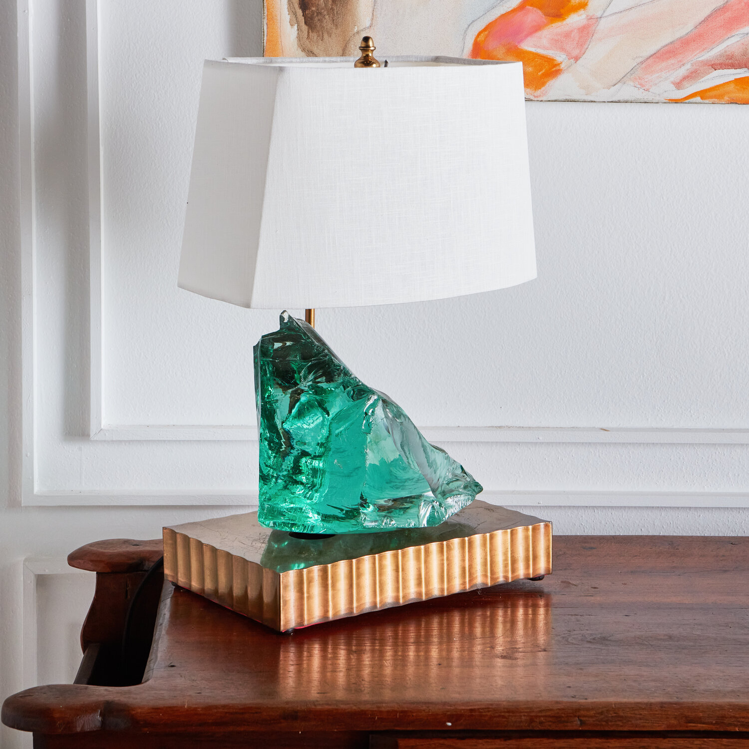 Apt overhandigen medeklinker Slag Glass Table Lamp in the Style of Max Ingrand — South Loop Loft