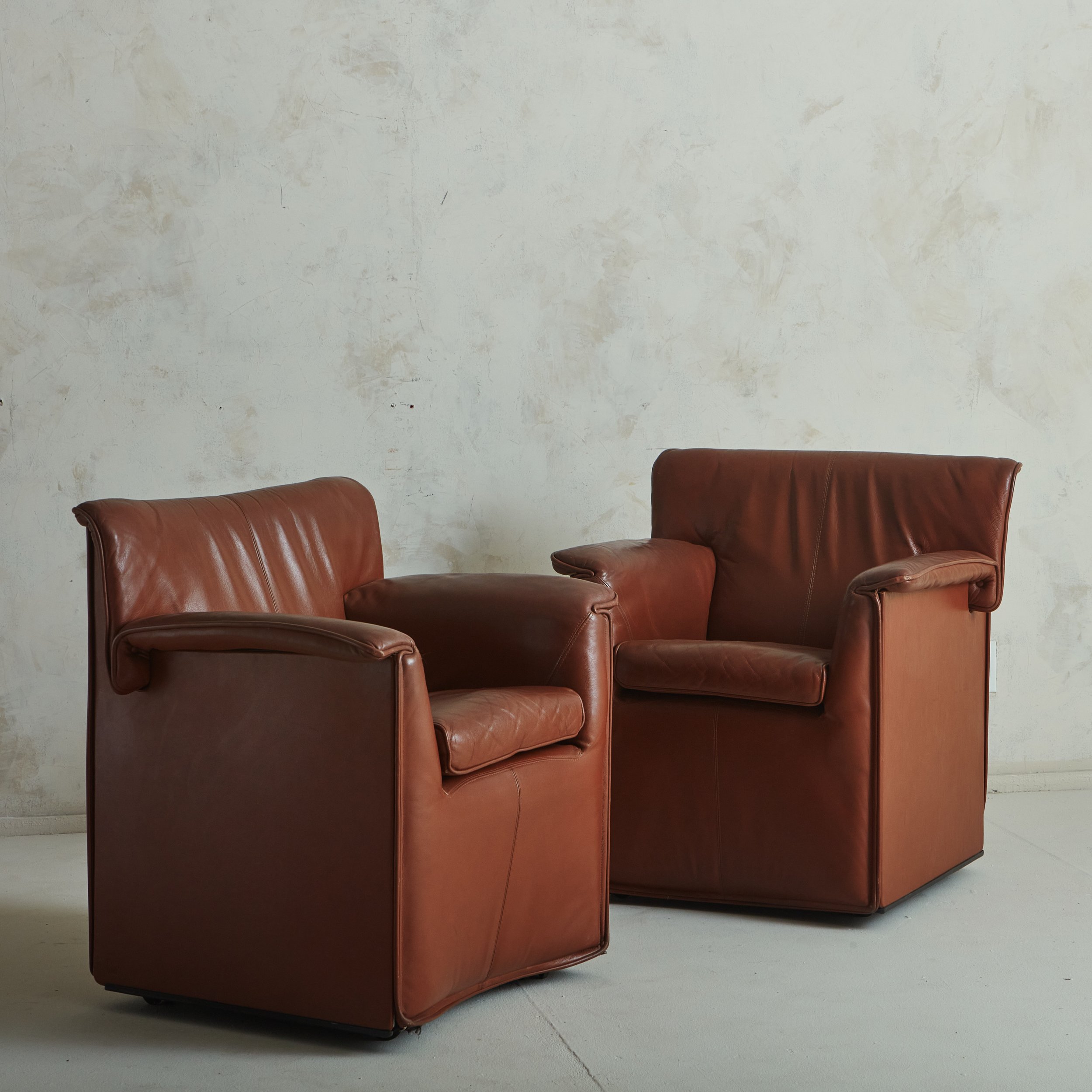 ‘Lauriana’ Chairs in Cognac Leather by Afra + Tobia Scarpa for B&B Italia,  1978 - 7 Available — South Loop Loft