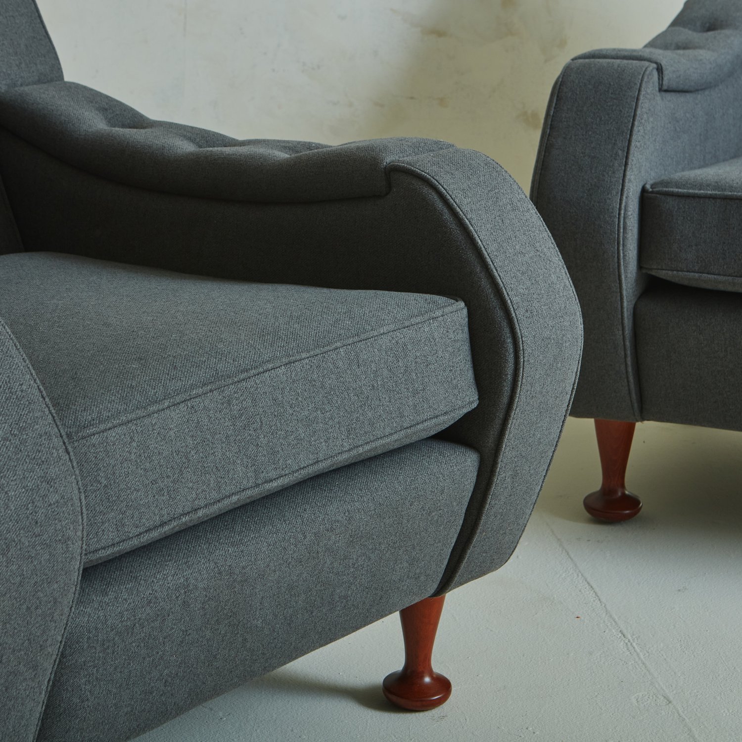 Lounge Loop Chairs of South Mangiarotti, 1970s Wool In in the Pair of Loft Style Gray — Italian Angelo